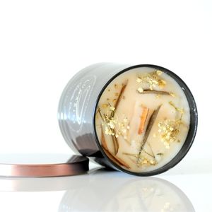 Vanilla Orchid Scented Soy Wax Candle with Wooden Wick and Botanicals